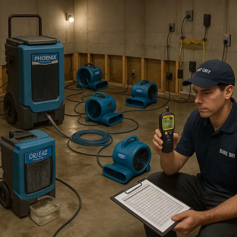 Structural Drying and Dehumidification process in Westwood, MI